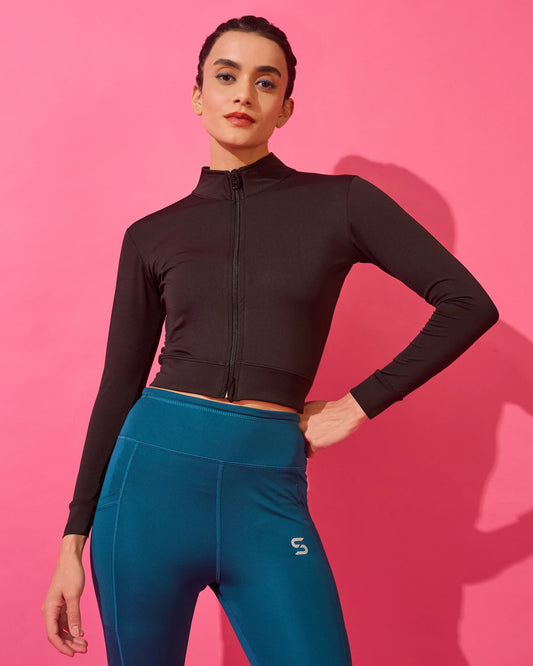 Jet Black Performance Zip-Up Jacket