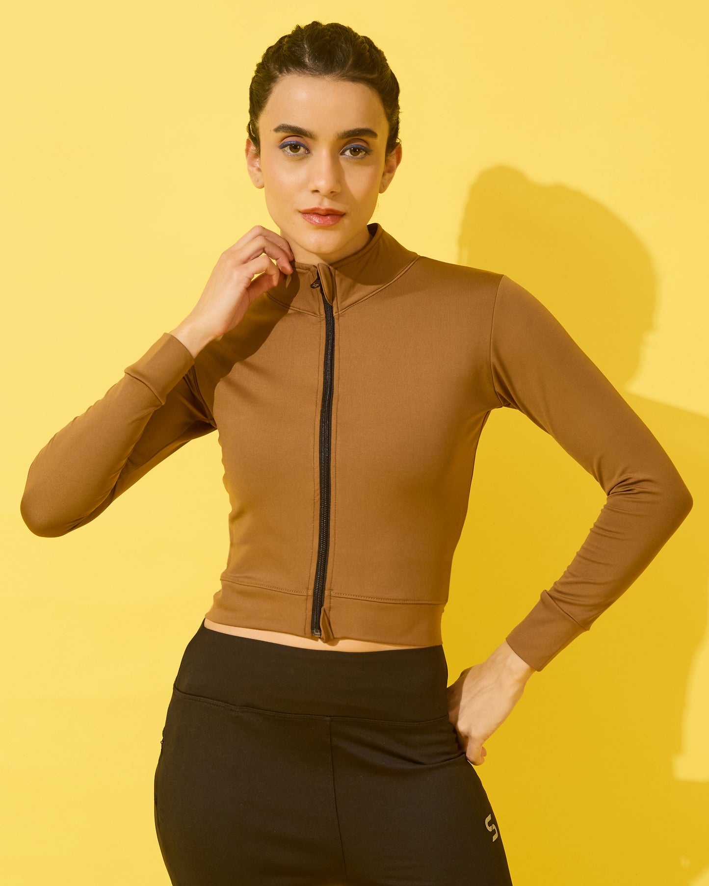 Warm Caramel Performance Zip-Up Jacket
