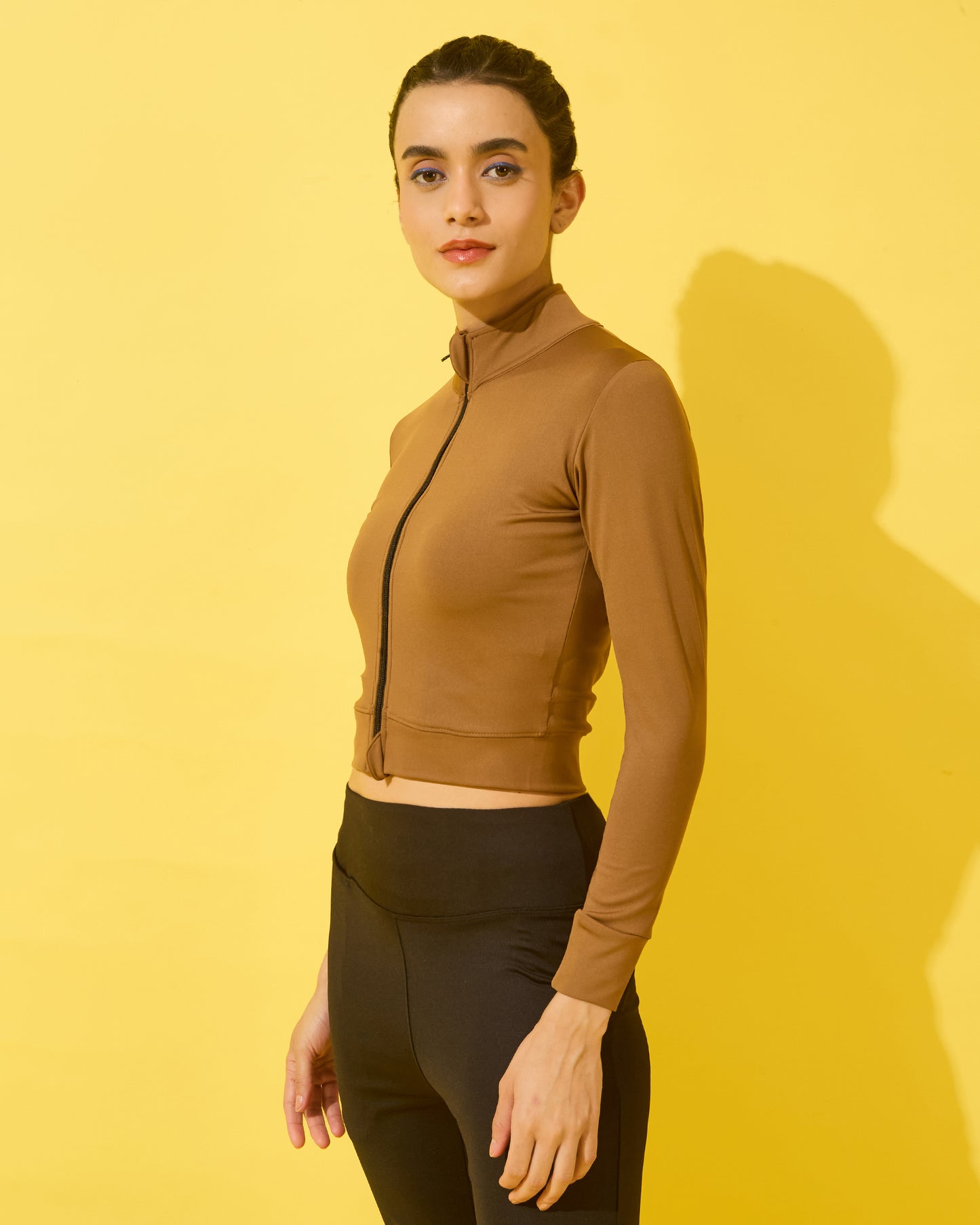 Warm Caramel Performance Zip-Up Jacket
