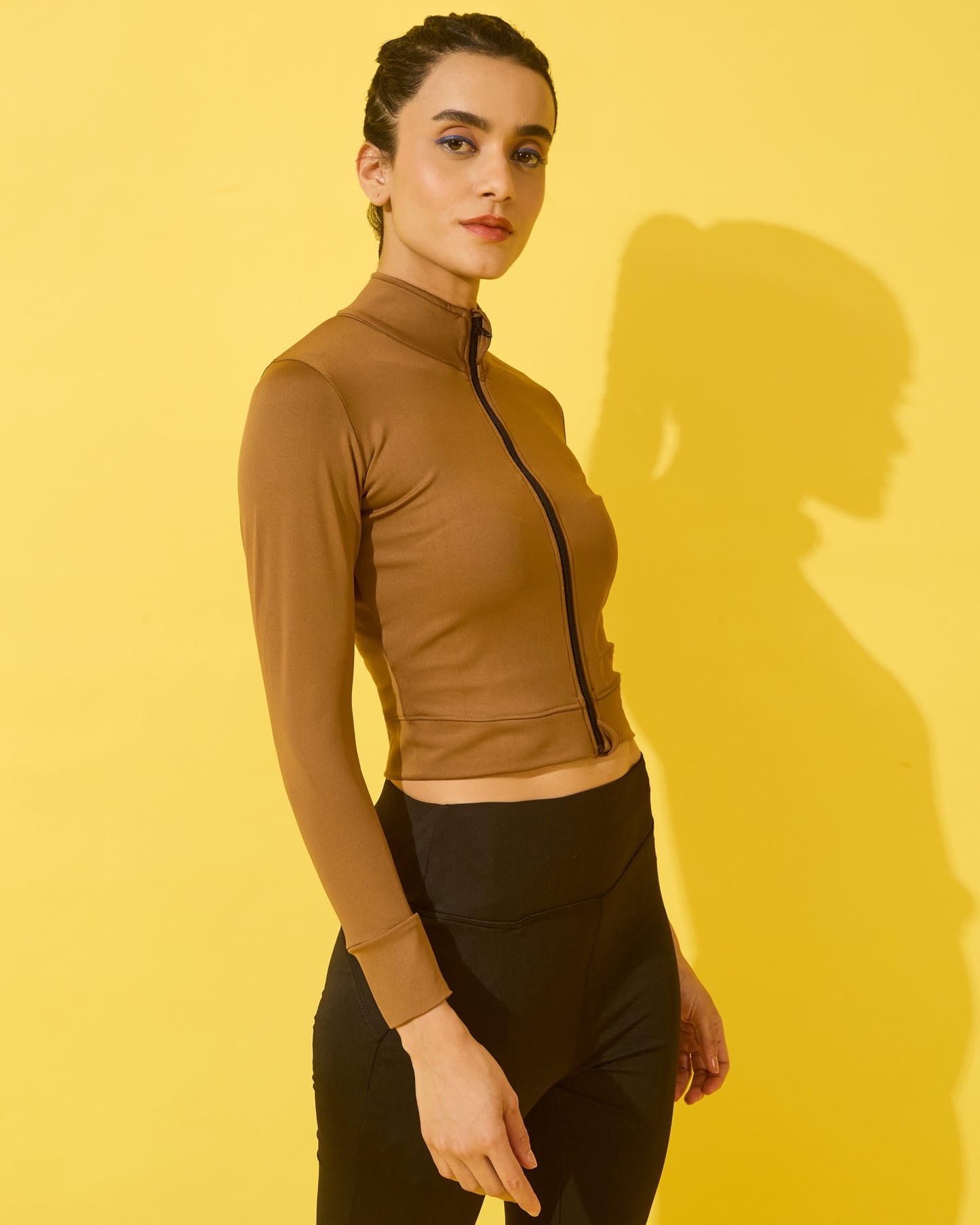 Warm Caramel Performance Zip-Up Jacket