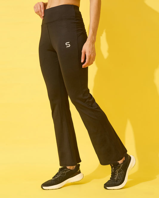 Jet Black Active Flared Leggings